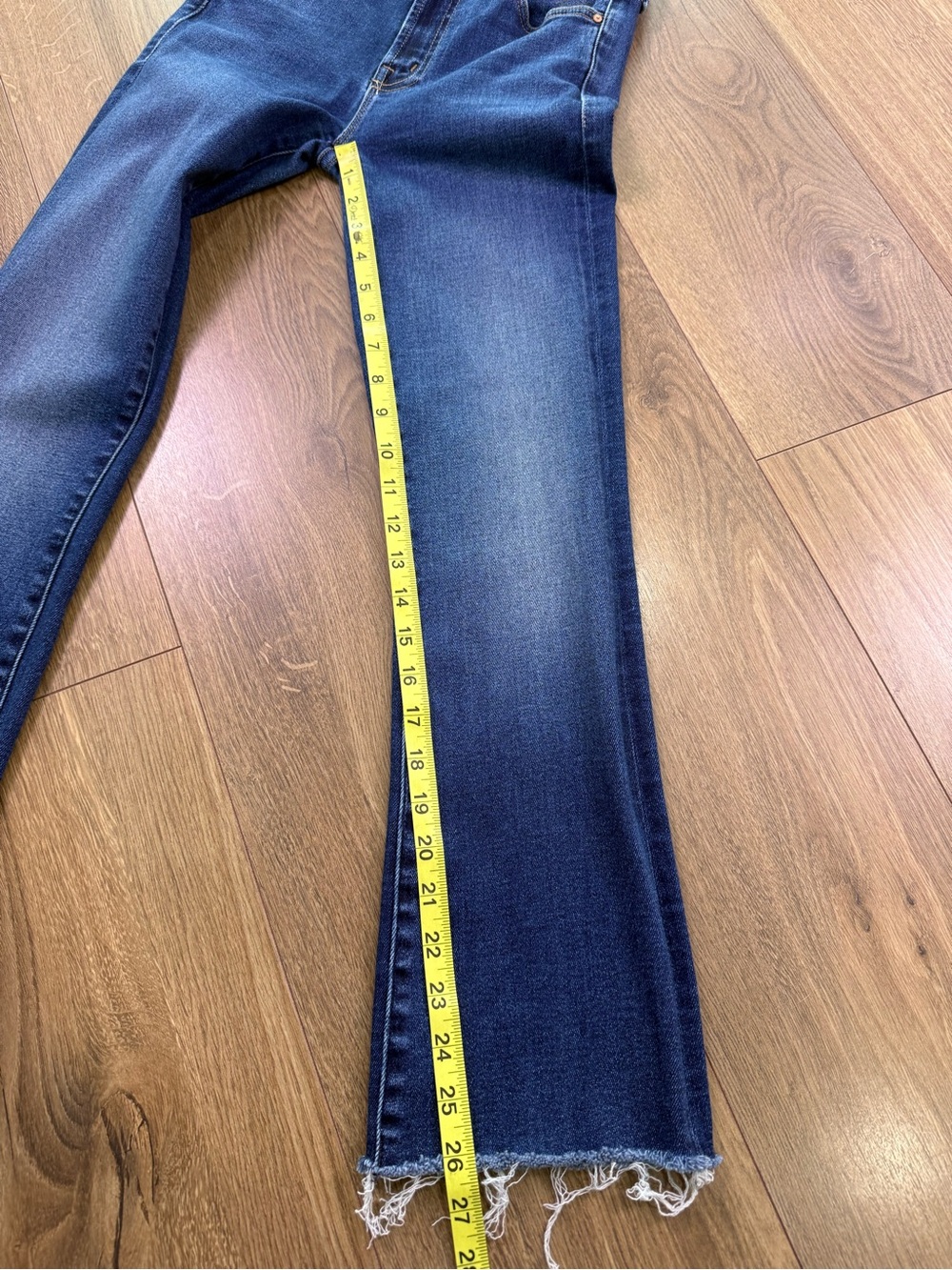 Mother Denim The Outsider Ankle Fray In Uncharted Waters Mid Rise Flare Size 24 - Picture 15 of 15